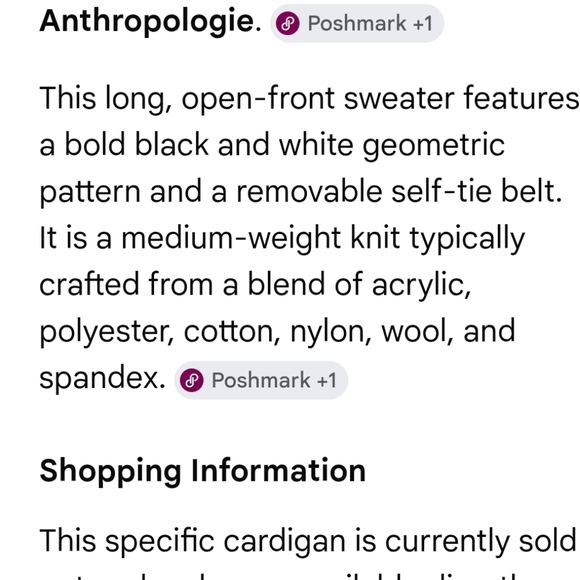 Anthropologie Black and White Geometric Cardigan - Picture 7 of 7